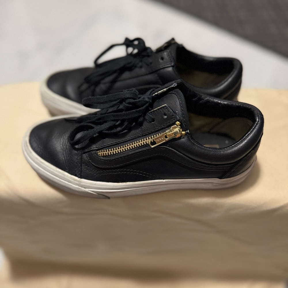 Vans Black Sneakers with Gold Zipper